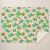 Hand Drawn Potted Cactus Pattern Sherpa Deken (Voorkant (horizontaal))