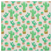 Hand Drawn Potted Cactus Pattern Stof (Swatch)