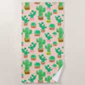 Hand Drawn Potted Cactus Pattern Strandlaken (Voorkant)