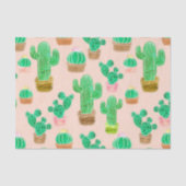 Hand Drawn Potted Cactus Pattern Tissuepapier (Voorkant)