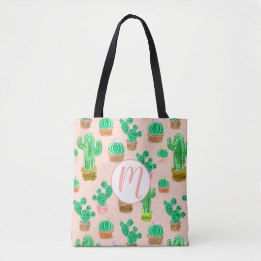 Hand Drawn Potted Cactus Pattern Tote Bag (Voorkant)