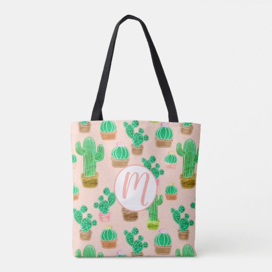 Hand Drawn Potted Cactus Pattern Tote Bag (Achterkant)