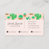 Hand Drawn Potted Cactus Pattern Visitekaartje (Achterkant)