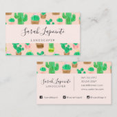 Hand Drawn Potted Cactus Pattern Visitekaartje (Voorkant / Achterkant)