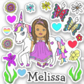 Hand Drawn Princess and Unicorn Sticker (Voorkant)