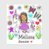 Hand Drawn Princess and Unicorn Sticker (Vel)