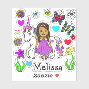 Hand Drawn Princess and Unicorn Sticker