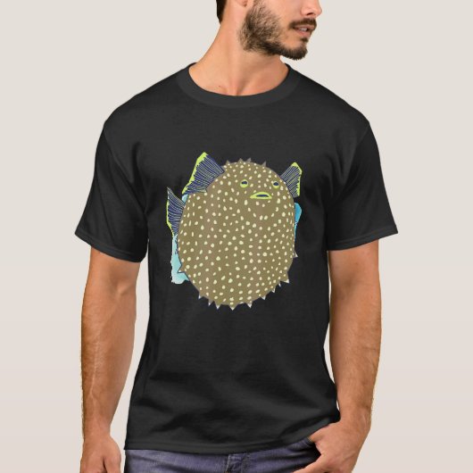 Hand Drawn Puffer Fish Deep Ocean Creatures and Ri T-shirt (Voorkant)