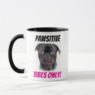 Hand Drawn Pug Mug - Pawsitive Vibes Only! Mok