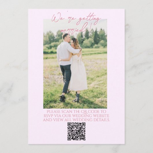 Hand Drawn QR Code Floral Garden Photo Wedding Kaart (Achterkant)