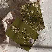 Hand Drawn QR Code Grasslands Floral Wedding Kaart