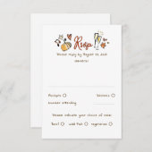Hand Drawn Quirky Funky Fall Wedding RSVP Card (Voorkant / Achterkant)