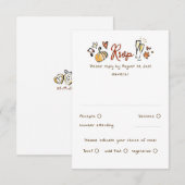 Hand Drawn Quirky Funky Fall Wedding RSVP Card Kaartje (Voorkant / Achterkant)
