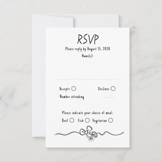Hand Drawn Quirky Funky Wedding RSVP Card (Voorkant)