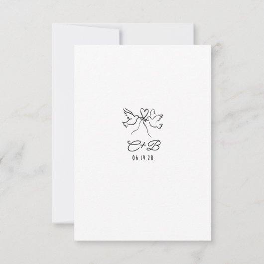 Hand Drawn Quirky Funky Wedding RSVP Card (Achterkant)