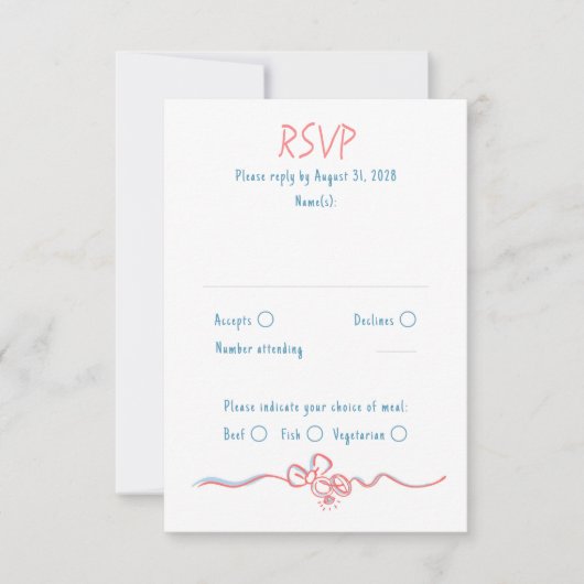 Hand Drawn Quirky Funky Wedding RSVP Card (Voorkant)