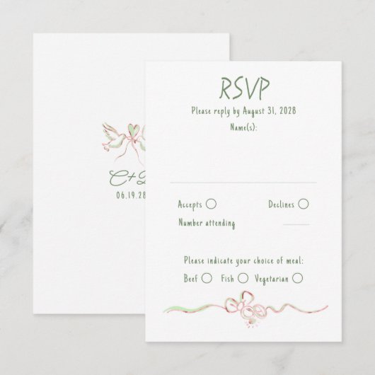 Hand Drawn Quirky Funky Wedding RSVP Card (Voorkant / Achterkant)