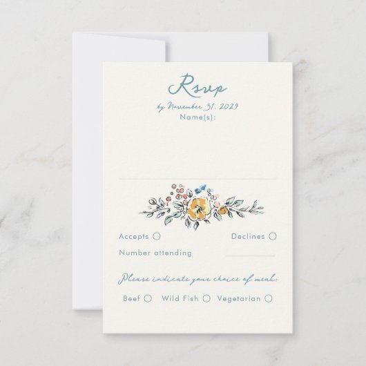 Hand Drawn Quirky Funky Wedding RSVP Card (Voorkant)