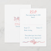 Hand Drawn Quirky Funky Wedding RSVP Card Kaartje (Voorkant / Achterkant)