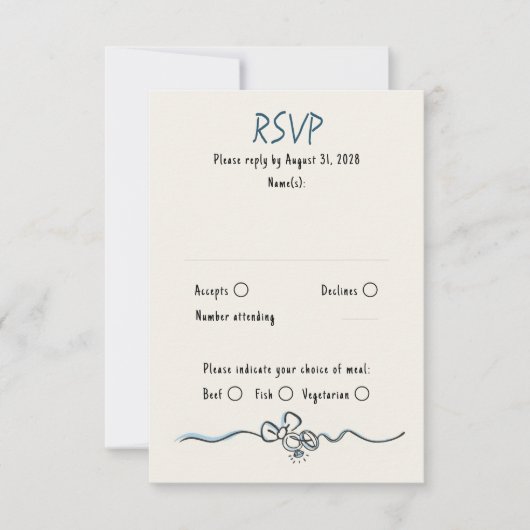 Hand Drawn Quirky Funky Wedding RSVP Card Kaartje (Voorkant)