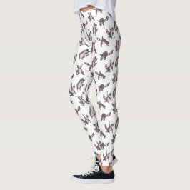 Hand Drawn Raccoon in Yoga Asana Funny Animal Leggings