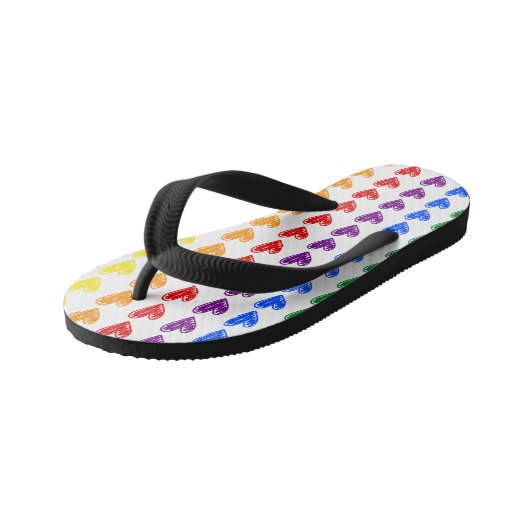 Hand Drawn Rainbow Heart Pattern Kinder Teenslippers (Schuin)