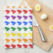 Hand Drawn Rainbow Heart Pattern Theedoek (Quarter Fold)