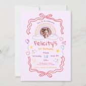 Hand Drawn Rainbow Whimsical Birthday Photo Kaart (Voorkant)