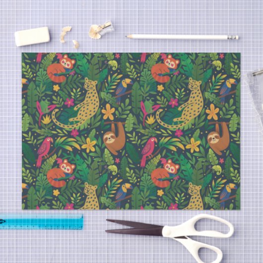 Hand Drawn Rainforest Animals Tissue Paper Tissuepapier (Craft)