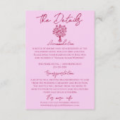 Hand Drawn Raspberry Pink Floral Wedding Details Informatiekaartje (Voorkant)