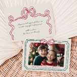 Hand Drawn Red and Green Bow Frame Feestdagenkaart<br><div class="desc">Cute whimsical holiday card with a red and green colored hand drawn bow frame design - customizable with your favorite photo and space for a personal message to your loved ones on the reverse side.</div>