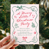 Hand-Drawn Red and Green Merry Little Christmas Kaart