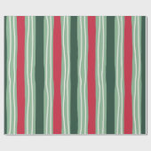 Hand Drawn Red and Green Striped Holiday Cadeaupapier (Vlak)