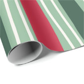 Hand Drawn Red and Green Striped Holiday Cadeaupapier (Rol Hoek)