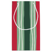 Hand Drawn Red and Green Striped Holiday Klein Cadeauzakje (Achterkant)