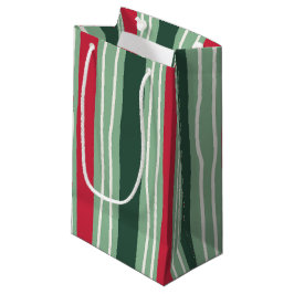 Hand Drawn Red and Green Striped Holiday Klein Cadeauzakje