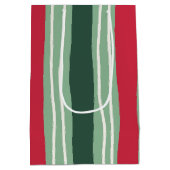 Hand Drawn Red and Green Striped Holiday Medium Cadeauzakje (Achterkant)