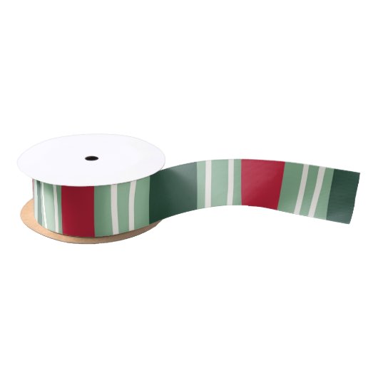 Hand Drawn Red and Green Striped Holiday Satijnen Lint (Spoel)