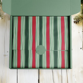 Hand Drawn Red and Green Striped Holiday Tissuepapier