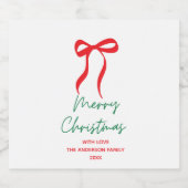 Hand drawn Red Bow Merry Christmas Bier Etiket (Enkel label)