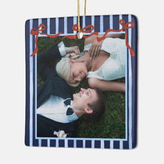 Hand Drawn Red Bows Merry Married   Keramisch Ornament (Links)