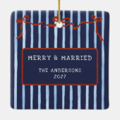 Hand Drawn Red Bows Merry Married   Keramisch Ornament (Achterkant)