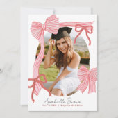 Hand-drawn Red Bows Photo Graduation Party Kaart (Voorkant)