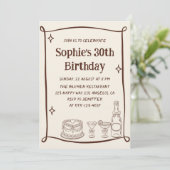 Hand Drawn Red & Cream 30TH Birthday Photo  Kaart (Staand voorkant)