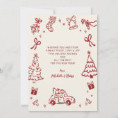 Hand-Drawn Red Doodle Arch Photo Christmas Happy  Feestdagenkaart (Achterkant)