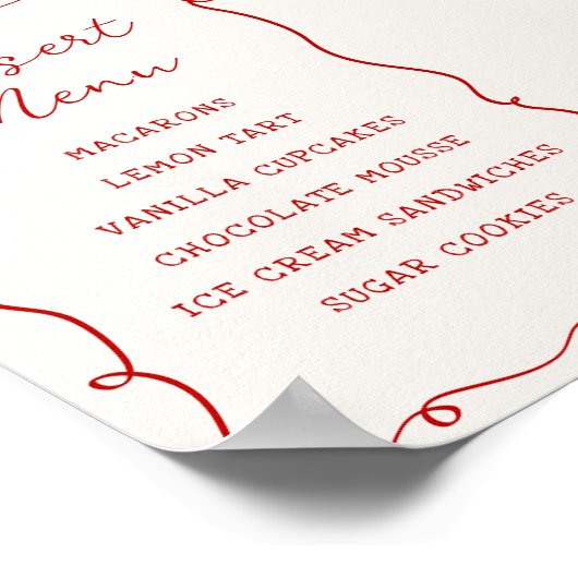 Hand Drawn Red Frame Dessert Menu Poster (Hoek)