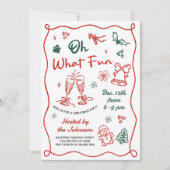 Hand Drawn Red & Green Modern Christmas Party Kaart (Voorkant)
