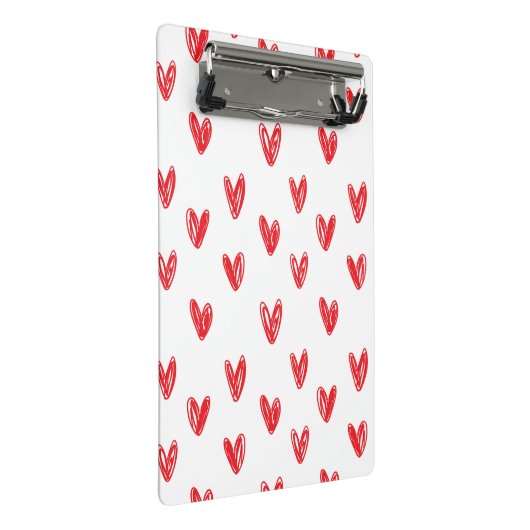 Hand Drawn Red Hearts Pattern – Minimal Valentine Mini Klembord (Schuin)