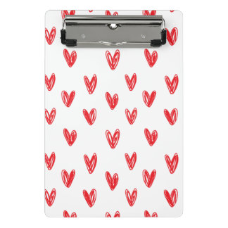Hand Drawn Red Hearts Pattern – Minimal Valentine Mini Klembord