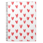Hand Drawn Red Hearts Pattern – Minimal Valentine Notitieboek (Voorkant)